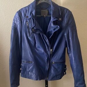 Muubaa Blue Leather Jacket